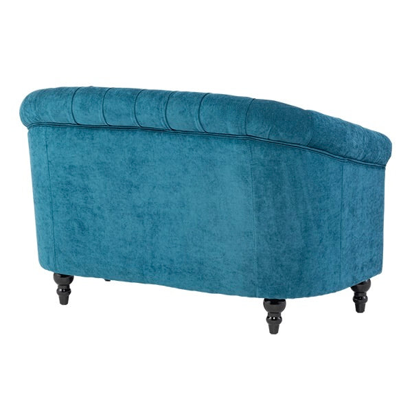 ブルーファブリックコンパクトチェスターフィールドラウンジ2シーターソファ　VINCENT