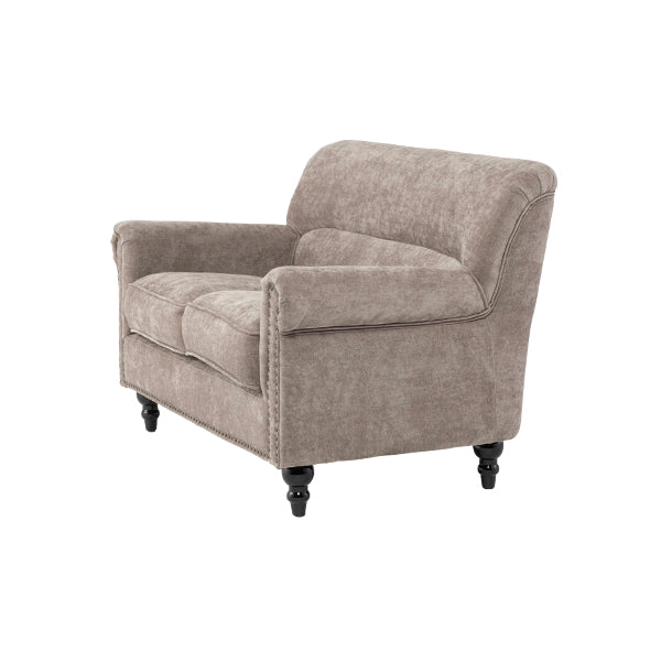 ライトグレーファブリックヴィンテージスタイル2シーターソファ