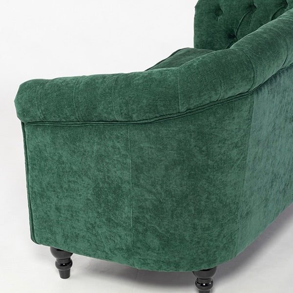 グリーンファブリックコンパクトチェスターフィールドラウンジ2シーターソファ　VINCENT