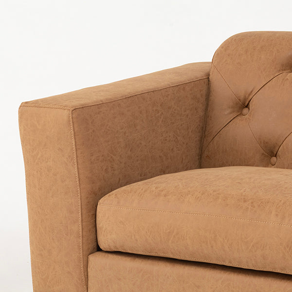 西海岸サーフスタイル　キャメルPUレザーヴィンテージデザインソファ