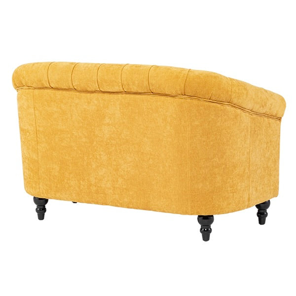 イエローファブリックコンパクトチェスターフィールドラウンジ2シーターソファ　VINCENT