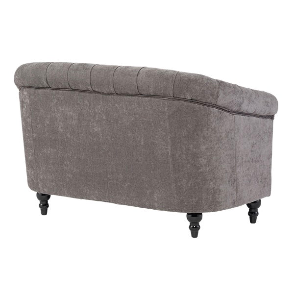 グレーファブリックコンパクトチェスターフィールドラウンジ2シーターソファ　VINCENT