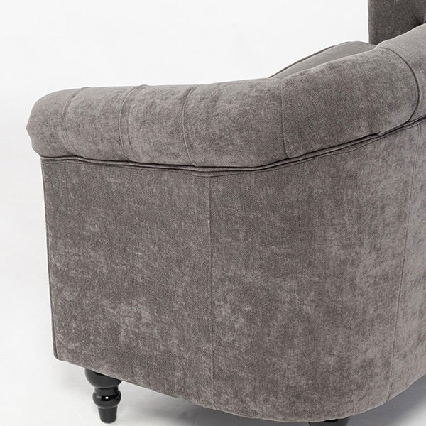 グレーファブリックコンパクトチェスターフィールドラウンジ2シーターソファ　VINCENT