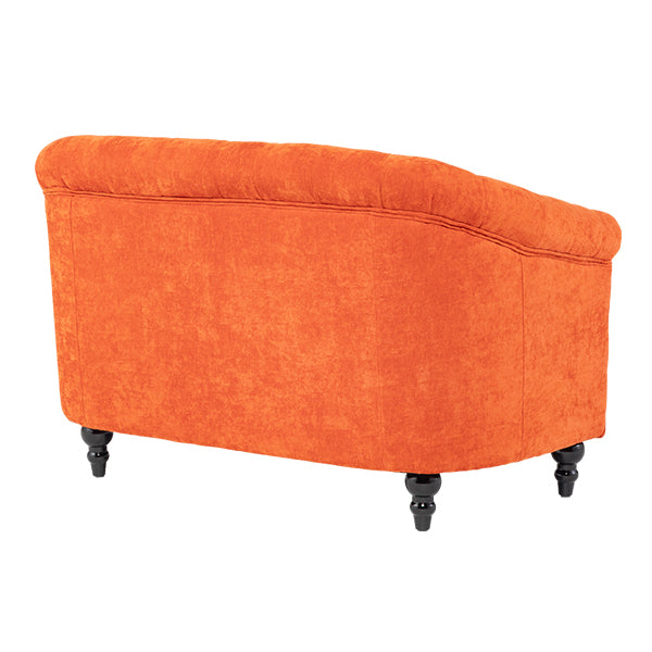 オレンジファブリックコンパクトチェスターフィールドラウンジ2シーターソファ　VINCENT