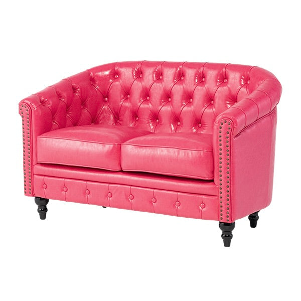 VINCENT PUレザーコンパクトチェスターフィールドシングルソファ　② ブラックPUレザーコンパクトチェスターフィールド2シーターソファ