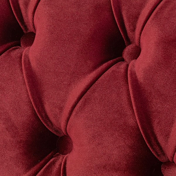 レッドベルベットコンパクトチェスターフィールド3シーターソファ　VINCENT(ヴィンセント)