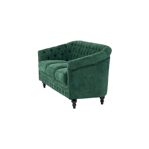 グリーンファブリックコンパクトチェスターフィールドラウンジ3シーターソファ　VINCENT