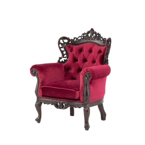 ダークブラウンフレームイタリアンロコココンパクトシングルソファ　Symphonyシリーズ