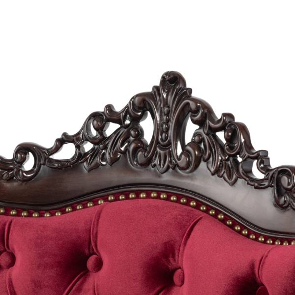 ダークブラウンフレームイタリアンロコココンパクトシングルソファ　Symphonyシリーズ