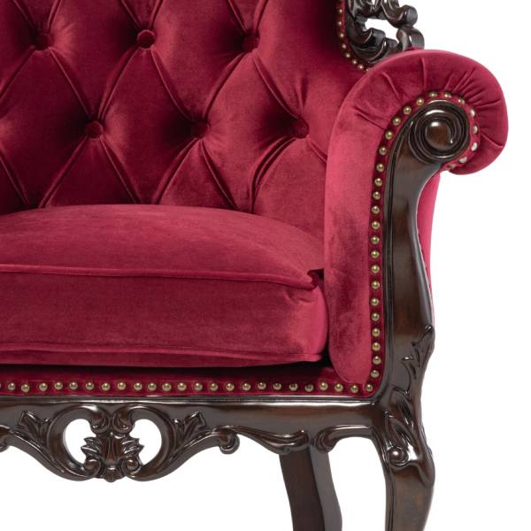 ダークブラウンフレームイタリアンロコココンパクトシングルソファ　Symphonyシリーズ