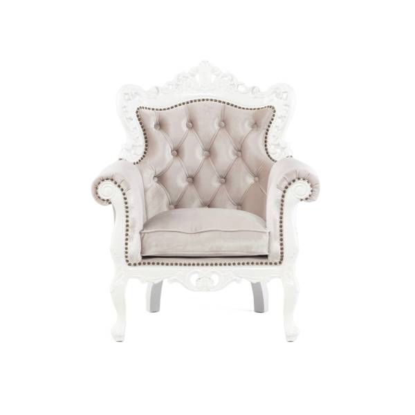 ホワイトフレームイタリアンロコココンパクトシングルソファ　Symphonyシリーズ