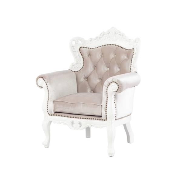 ホワイトフレームイタリアンロコココンパクトシングルソファ　Symphonyシリーズ