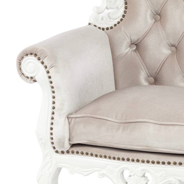 ホワイトフレームイタリアンロコココンパクトシングルソファ　Symphonyシリーズ