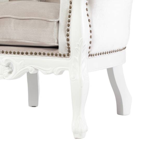 ホワイトフレームイタリアンロコココンパクトシングルソファ　Symphonyシリーズ