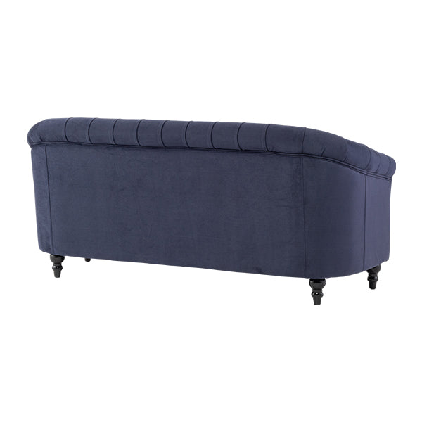 ネイビーブルーファブリックコンパクトチェスターフィールドラウンジ3シーターソファ　VINCENT