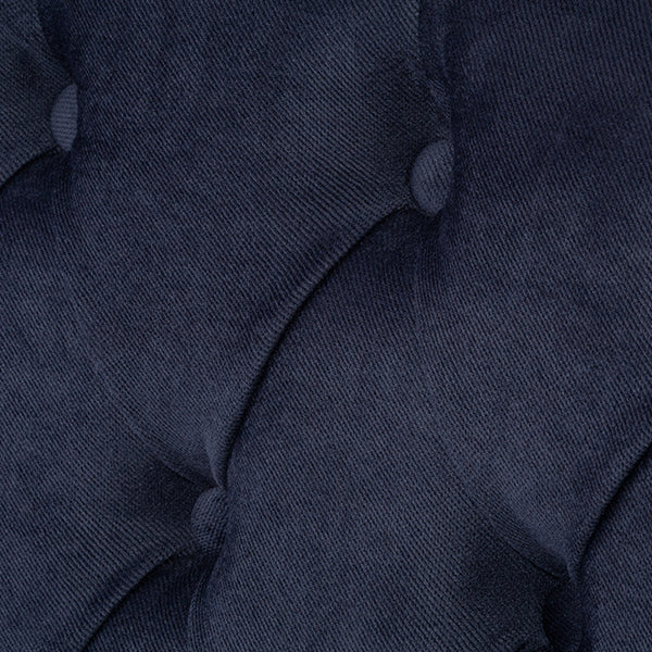 ネイビーブルーファブリックコンパクトチェスターフィールドラウンジ2シーターソファ　VINCENT