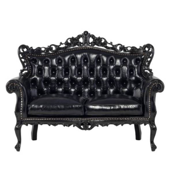 ブラックフレームイタリアンロコココンパクト2シーターソファ　Symphonyシリーズ