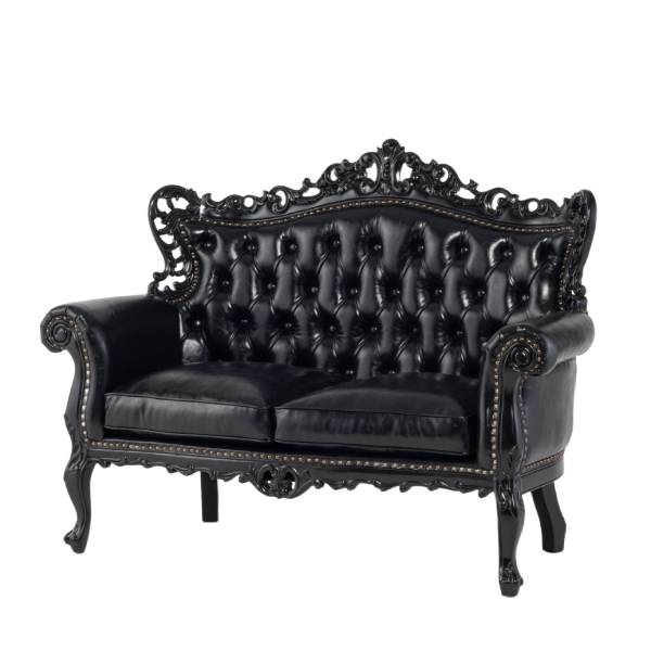 ブラックフレームイタリアンロコココンパクト2シーターソファ　Symphonyシリーズ