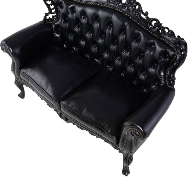 ブラックフレームイタリアンロコココンパクト2シーターソファ　Symphonyシリーズ