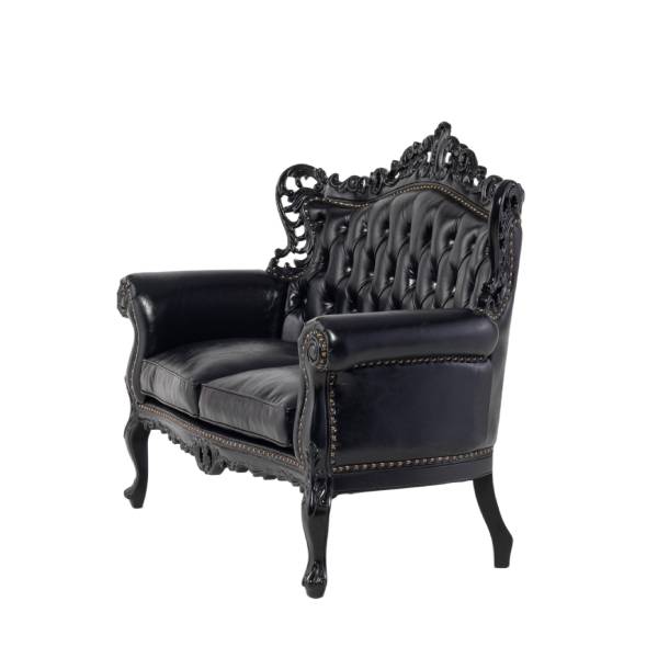 ブラックフレームイタリアンロコココンパクト2シーターソファ　Symphonyシリーズ