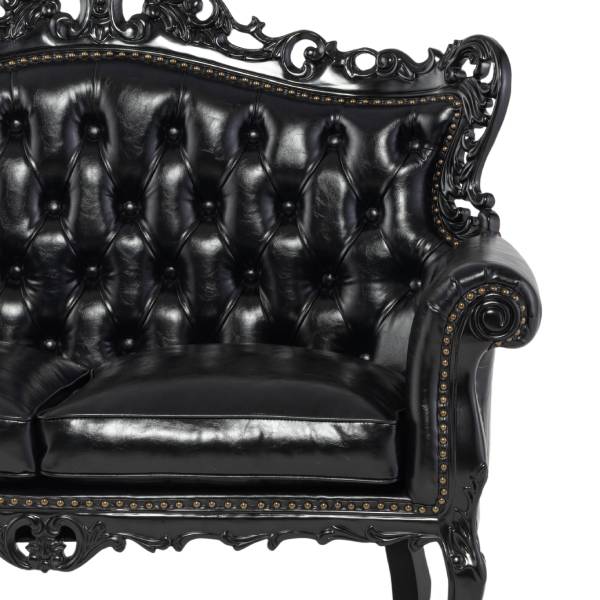 ブラックフレームイタリアンロコココンパクト2シーターソファ　Symphonyシリーズ