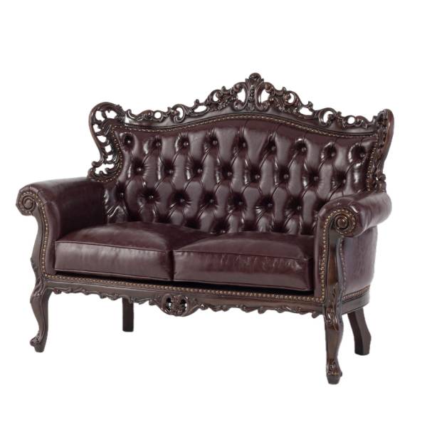 ブラウンフレームイタリアンロコココンパクト2シーターソファ　Symphonyシリーズ