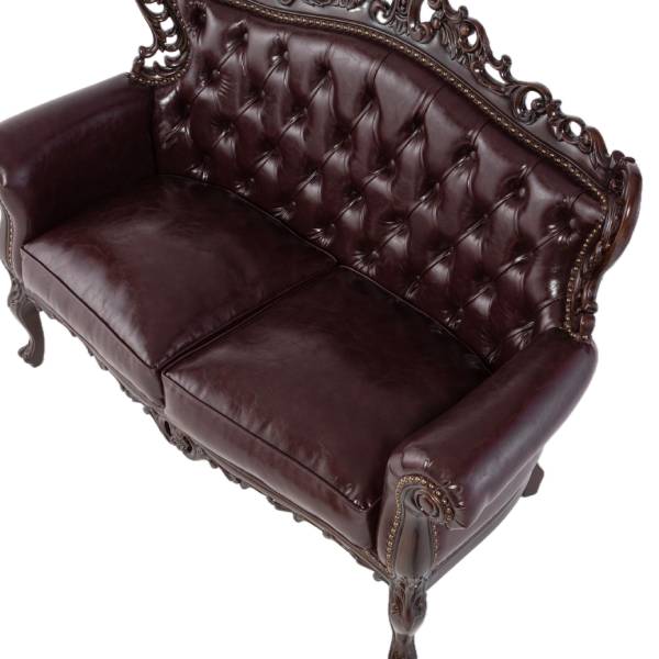 ブラウンフレームイタリアンロコココンパクト2シーターソファ　Symphonyシリーズ