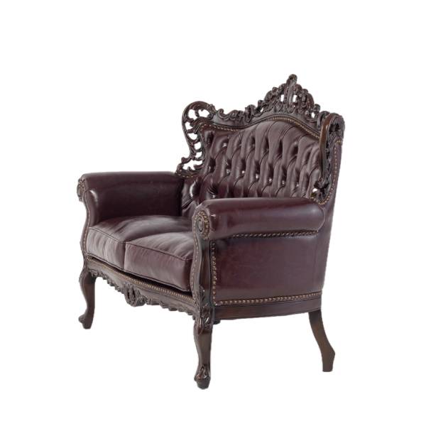 ブラウンフレームイタリアンロコココンパクト2シーターソファ　Symphonyシリーズ