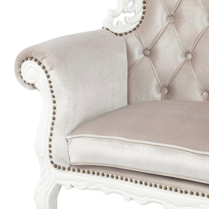 アンティークホワイトフレームイタリアンロコココンパクト2シーターソファ　Symphonyシリーズ