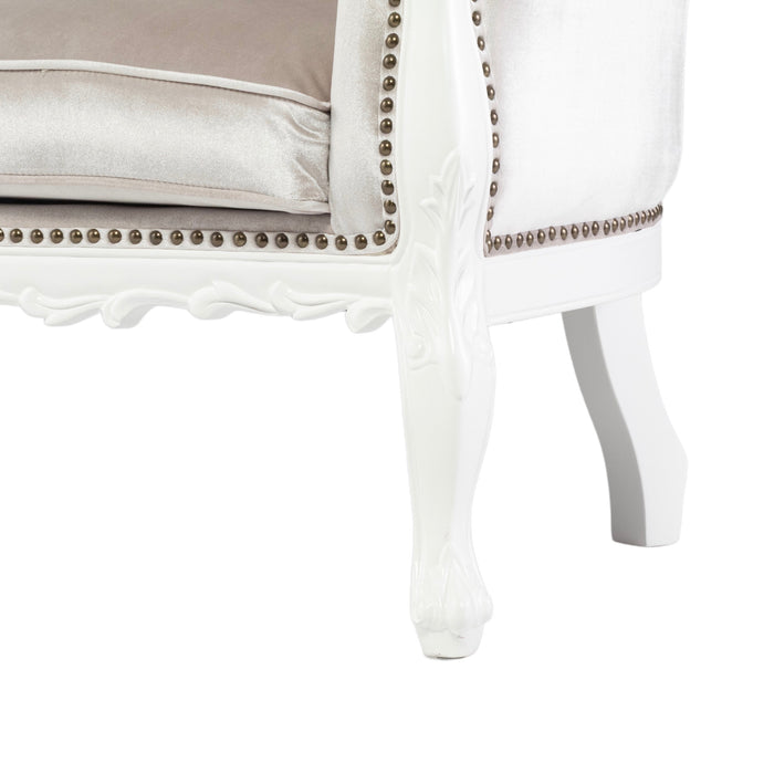 アンティークホワイトフレームイタリアンロコココンパクト2シーターソファ　Symphonyシリーズ