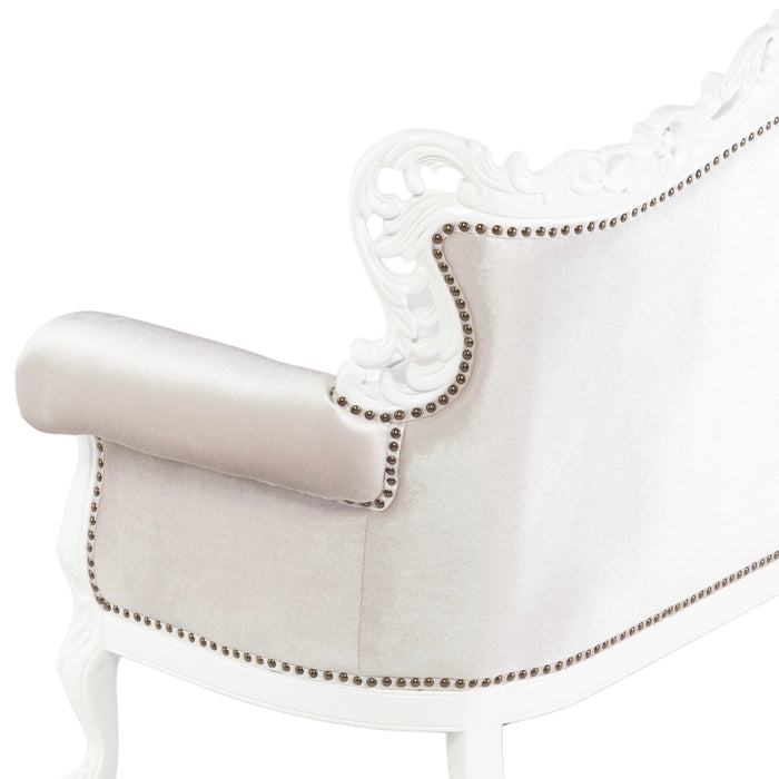 アンティークホワイトフレームイタリアンロコココンパクト2シーターソファ　Symphonyシリーズ