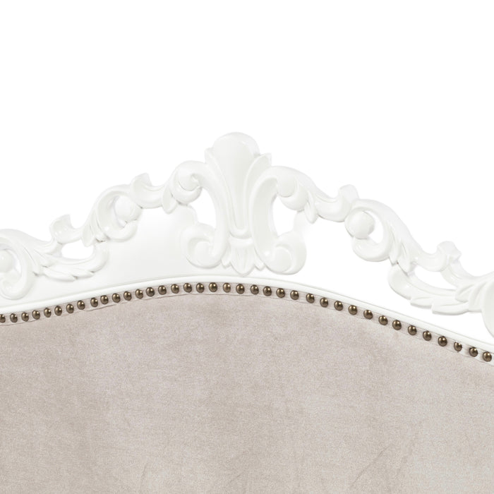 アンティークホワイトフレームイタリアンロコココンパクト2シーターソファ　Symphonyシリーズ