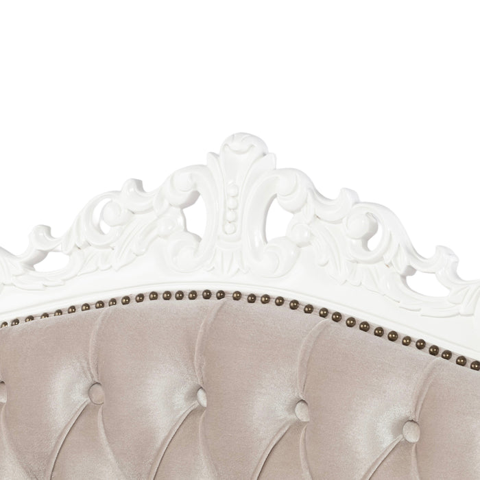 アンティークホワイトフレームイタリアンロコココンパクト2シーターソファ　Symphonyシリーズ