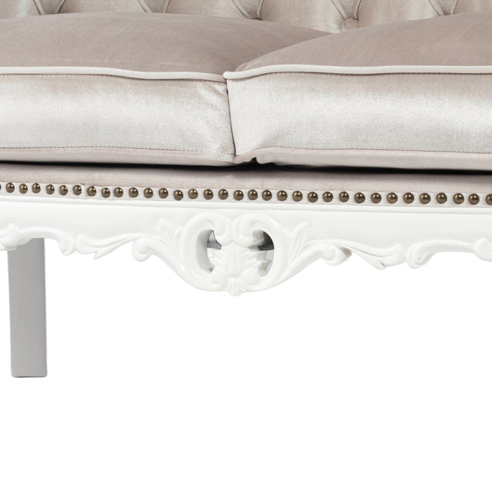 アンティークホワイトフレームイタリアンロコココンパクト2シーターソファ　Symphonyシリーズ