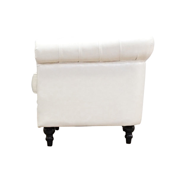 オフホワイトPUレザーコンパクトチェスターフィールドシングルソファ　VINCENT(ヴィンセント)