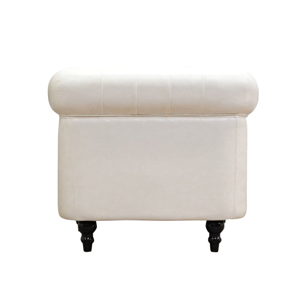 オフホワイトPUレザーコンパクトチェスターフィールドシングルソファ　VINCENT(ヴィンセント)