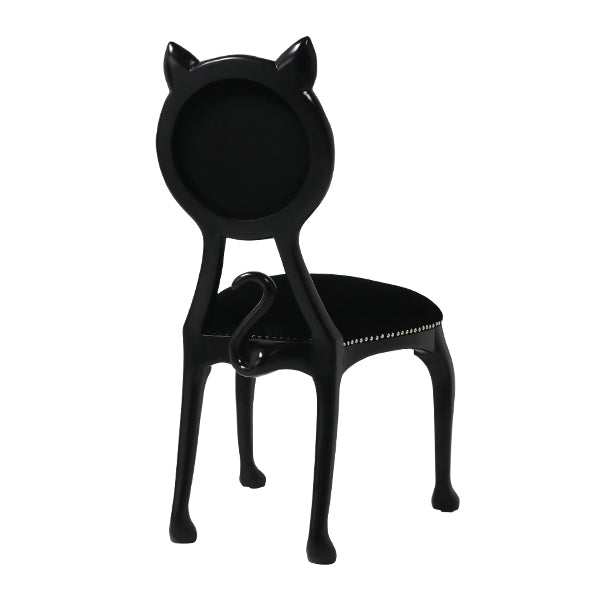 「黒猫椅子」ブラックベルベットキャットシングルチェア